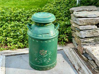 Vintage Metal Hand Stenciled Milk Can