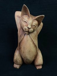 Vintage Carved Cat Statue Piece