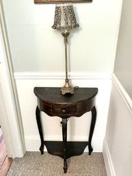 Vintage Demi Lune Table & Lamp