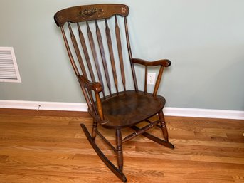 Vintage S Bent Bros Hand Stenciled Fruit Basket Maple Windsor Rocking Chair