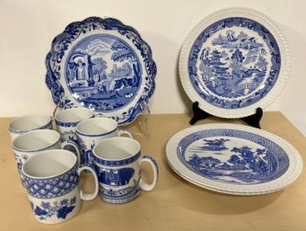 Spode Blue Room Collection Blue White Transferware Plates & Mugs
