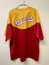 Vintage Atlanta Hawks Warm Up Jersey Mens Red Yellow 1/4 Zip Hardwood Classic