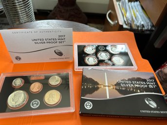 U S Mint Silver Proof Set 2017 With Original Box & COA