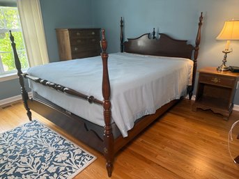 Vintage Four Poster Cherry Wood Queen Bed