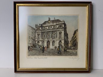 Pencil Signed Print 'Wien, Alte Universitat' By Ernst Graner 1865-1943
