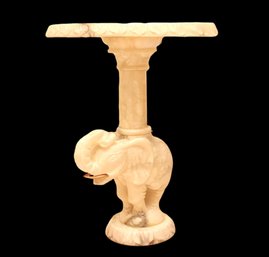Hand Carved Alabaster Stone Elephant Pedestal Table