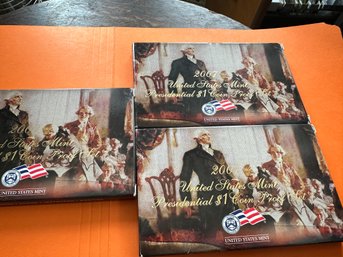 3 Sets 2007 U S Mint Presidential $1 Coin Proof Sets  Original Ackaging