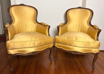 Pair Of Louis XV Style Carved Wood Armchairs - Custom Oxford Shops Inc