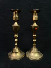 Vintage Brass Style Candlestick Piar