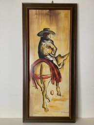 Framed Art Scene Of A Man Riding Donkey 'R. Roccoli'