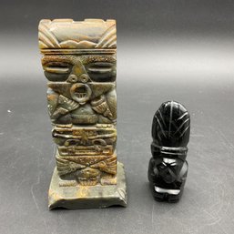 Pair Of Aztec Or Maya Stone Figures