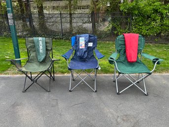 Set Of Three Embark And HGI Folding Chairs With Carry Bags