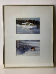 'Farm In Winter' Scene Art Pieces Signed By 'JA Neff'