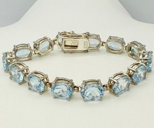 Sterling Silver Blue Topaz Tennis Bracelet