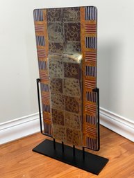 Beautiful Art Glass Sculpture On Metal Stand