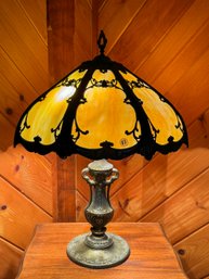 ANTIQUE SLAG GLASS LAMP