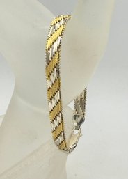 Sterling Silver 2-sided 2-tone Shimmering Bracelet
