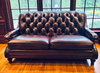 Hancock & Moore Tufted Back Leather Two Cushion Sofa