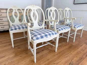 Set Of 8 Country Swedish Gustavian Style Dining Chairs
