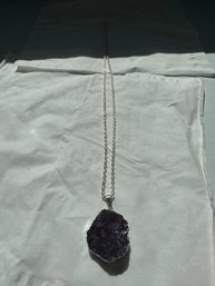 Raw Amethyst Geode Pendant Necklace