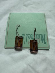 Pair Of Artisan-made Copper And Metal Dangle Earrings