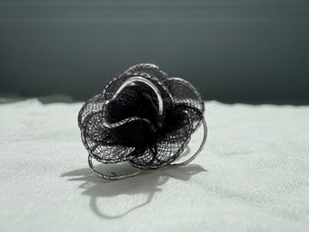 Black Mesh Camellia Flower Ring