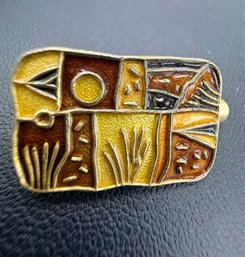 Sterling Silver Signed David Andersen Enameled 'Autumn' Clip
