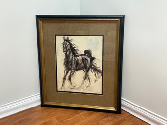 Large Karen Dupree 'Easy Canter' Signed Embellished Framed Art