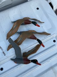 3 Vintage Metal Flying Ducks