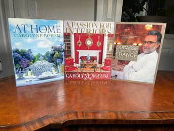Three Expensive Coffee / Cocktail Table Books - Two Are Carolyn Roehm $60 Each And One Alain Ducasse $40