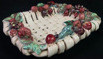 Vintage Woven Fruit Style Centerpiece Dish