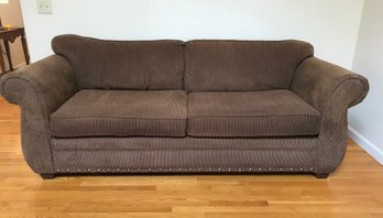 Lloyds Of Chatham Brown Corduroy Sofa With Nailhead Trim