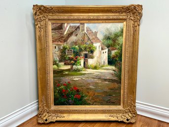 Gorgeous G Olsen 'Camille' Cottage Scene Signed Original Oil Painting