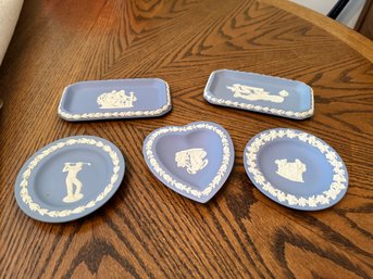 5 Pc. Wedgwood Blue Jasperware Small Plates