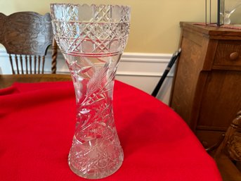 BeautifulAmerican Brilliance Cut Glass  Lead Crystal 14' Vase
