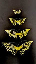 Incredible Rare Set Of 4 Solid Brass Butterfly Wall Decor By Enesco - New!