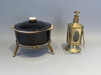 Mid Century Pfalzgraph Dish And Metal Decanter