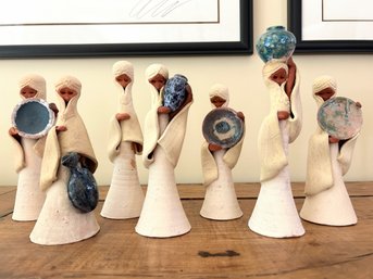 Set Of 7 Vintage David Kalderon Ceramic Figurines