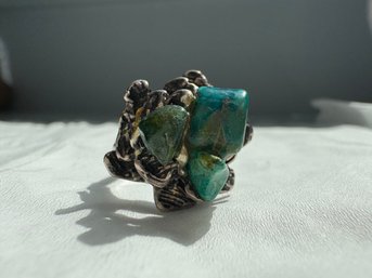 Silver Turquoise Navajo Flower Ring
