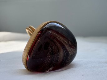 Polished, Dark Red, And Black Gemstone Ring