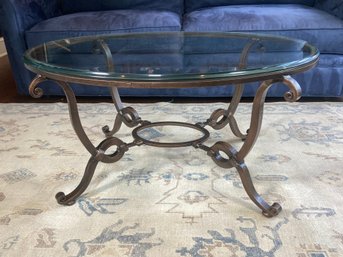 Beautiful Decorator Cocktail / Coffee Table - Super High Quality - Hand Made Wrought Iron With Beveled Glass
