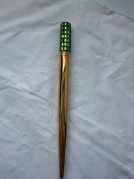Swarovski Lucent Ballpoint Pen In Green With A Gold-tone Plated Finish