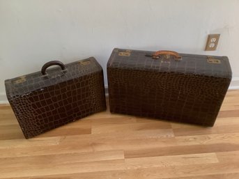 Pair Of Animal Skin Briefcases