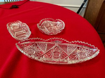 3 PC. Cut Crystal Dishes