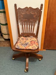 ANTIQUE PRESSBACK OFFICE CHAIR
