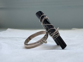 Handcrafted Black Tourmaline Wire-wrapped Sterling Silver Ring