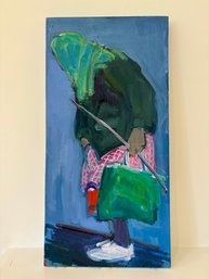 Painting Of A Woman With A Green Bag