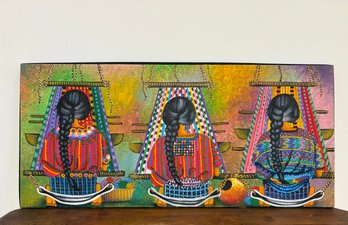 Painting Of Three Mayan Weavers - Framed