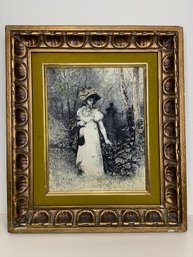 Framed Woman In Garden Wall Art 'Farny - Engraving In Resin - Flowers Name'