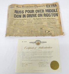 A Historic WWII Newspaper With COA - San Francisco Chronicle 12-23-1942